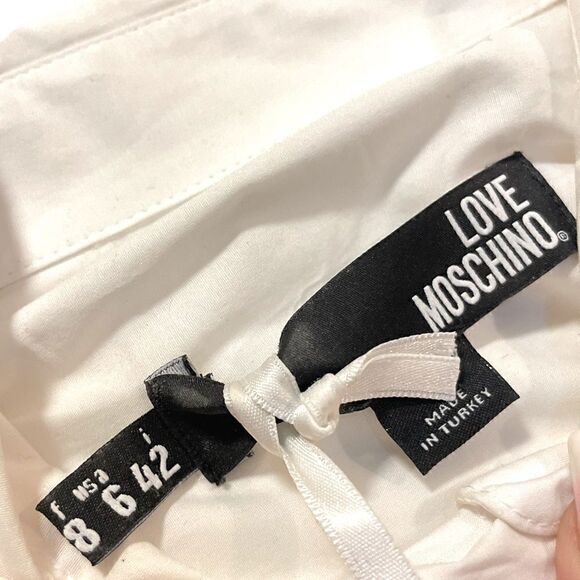 MOSCHINO LOVE EMBROIDERED BREAST-POCKET SAHARAN SHIRT | SIZE: F8 USA6 IT42 | - Picture 9 of 15